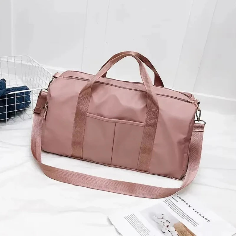 Outdoor Waterproof Nylon Sports Gym Bags Men Women Training Fitness Travel Handbag Yoga Mat Sport Bag with Shoes Compartment